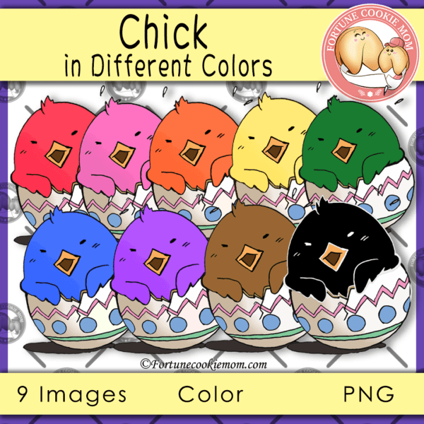 Chick in different colors clipart