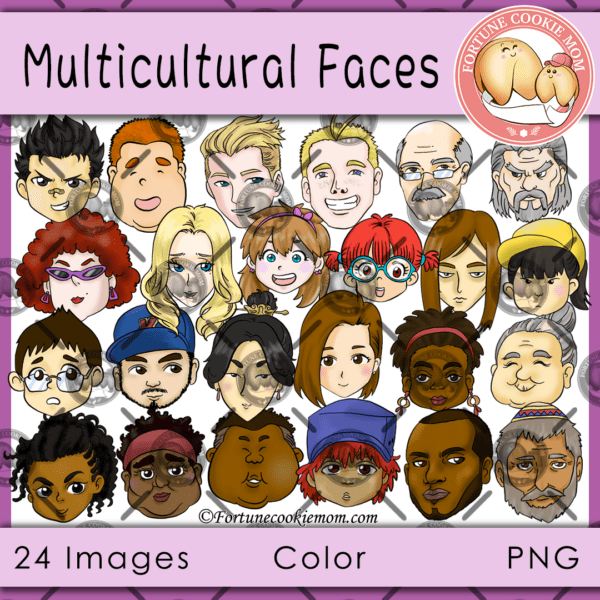 multicultural faces clipart