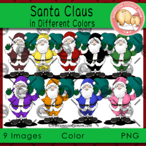 Santa in different colors
